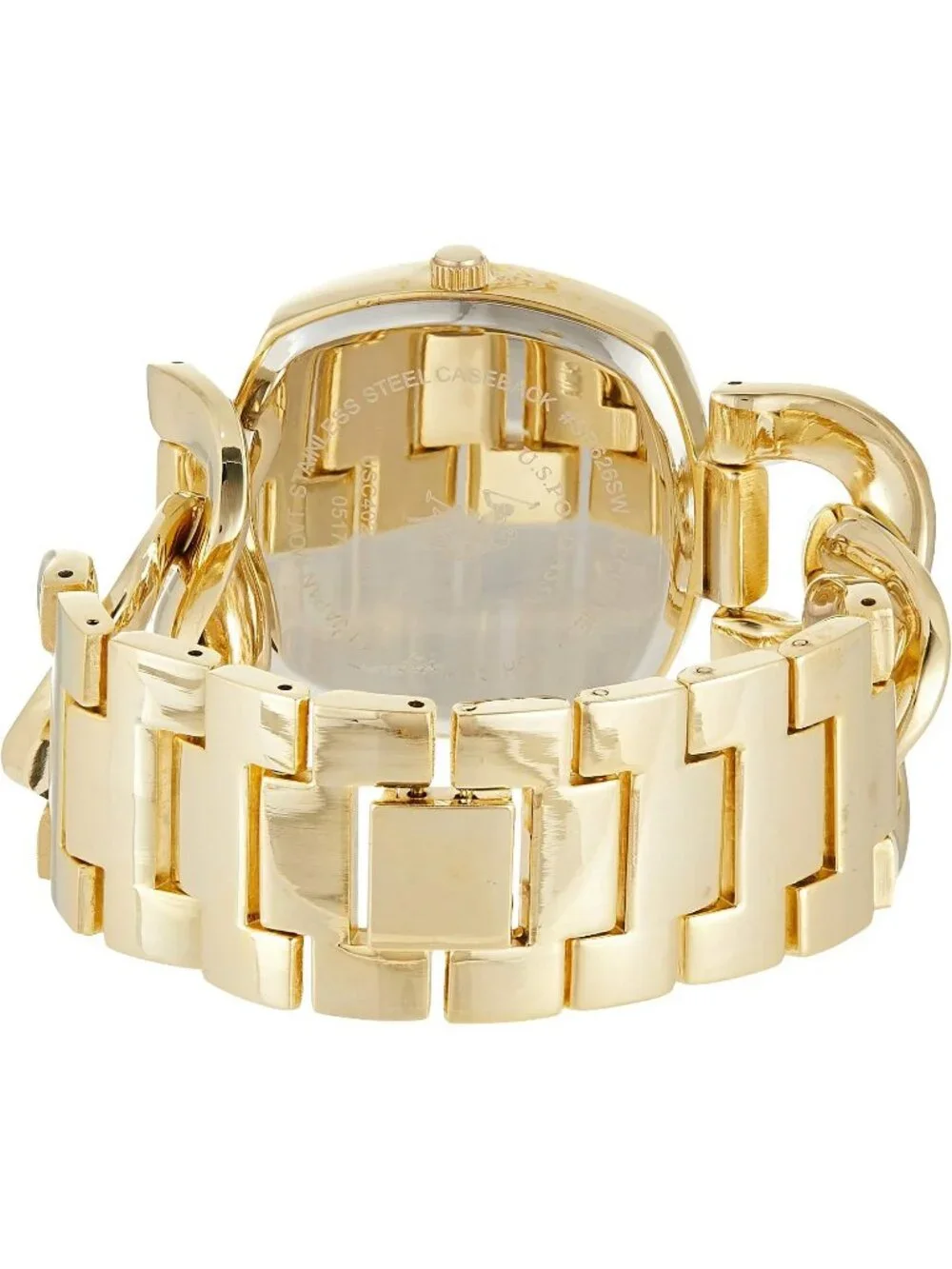 Women’s Gold Tone Chain Bracelet Square Case Rhinestone Dial Wrist Watches